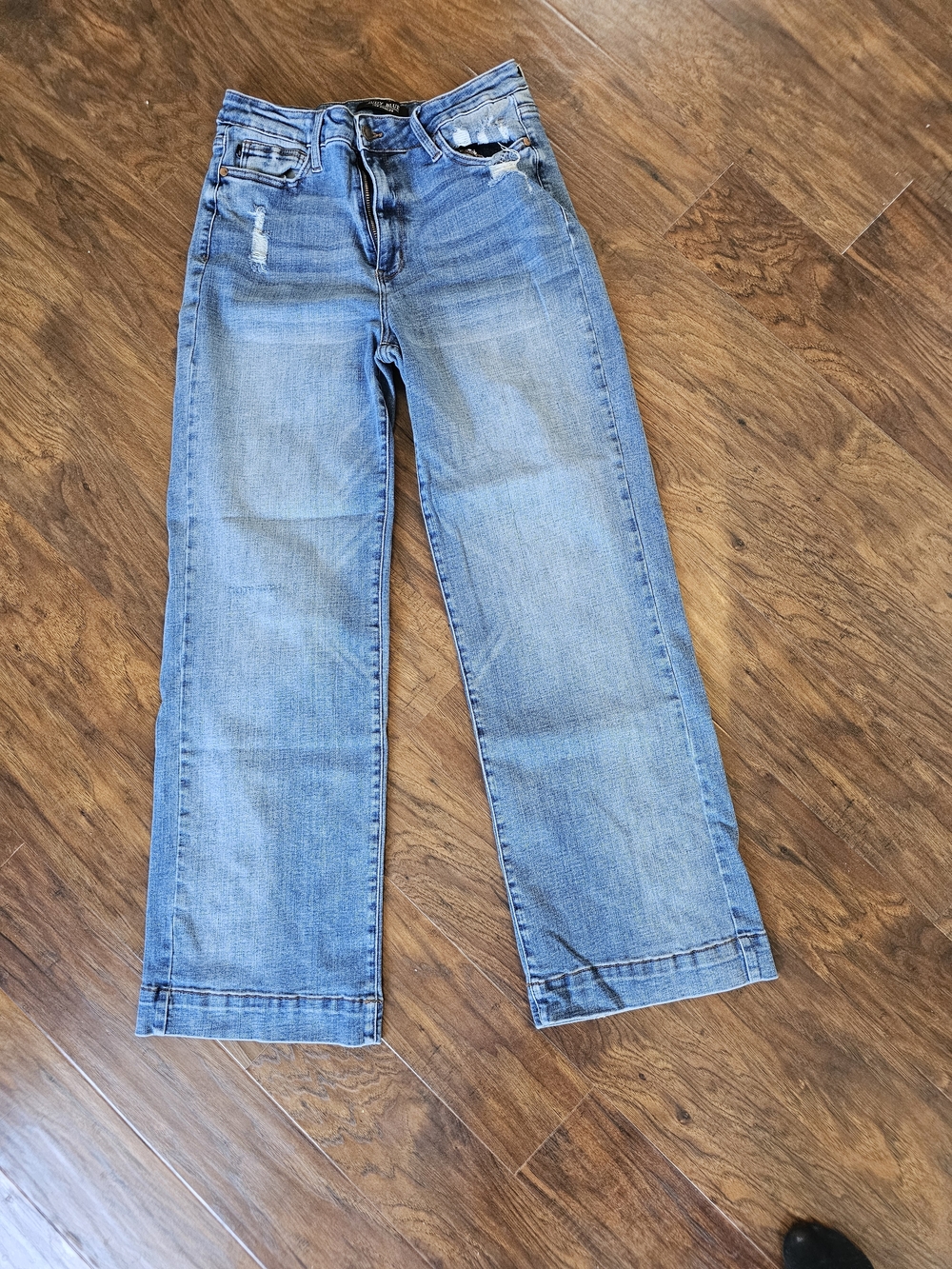 Judy Blue Light Blue Wide Leg Jeans with Subtle Distressing